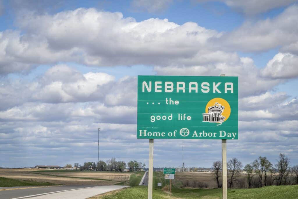 Highway sign for Nebraska - Nebraska . . . the good life